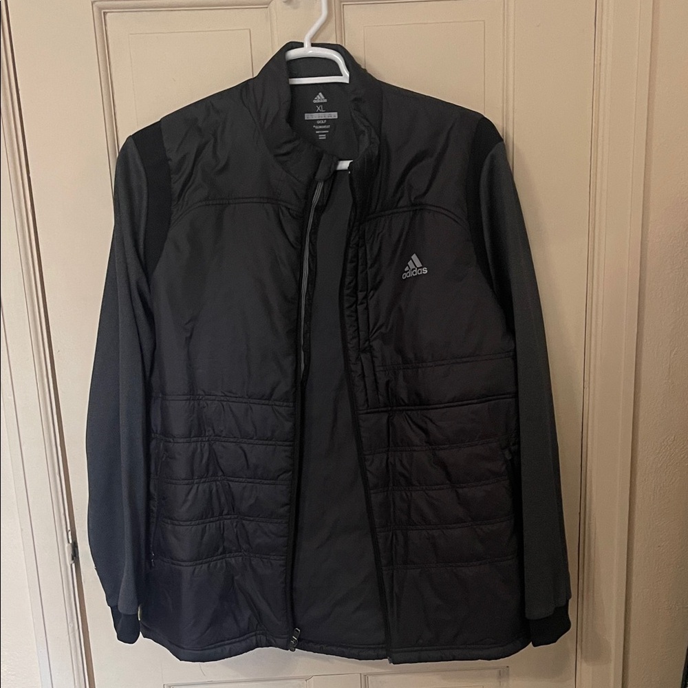 adidas Men's Black Hybrid Quilted Performance Jacket with Stretch Sleeves